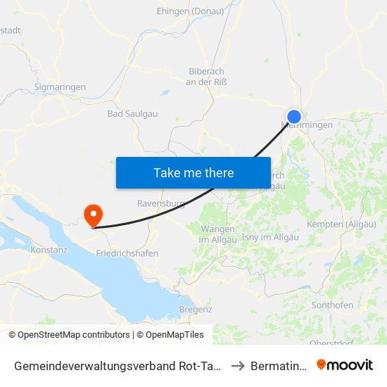 Gemeindeverwaltungsverband Rot-Tannheim to Bermatingen map