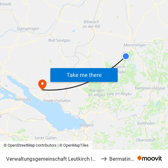 Verwaltungsgemeinschaft Leutkirch Im Allgäu to Bermatingen map