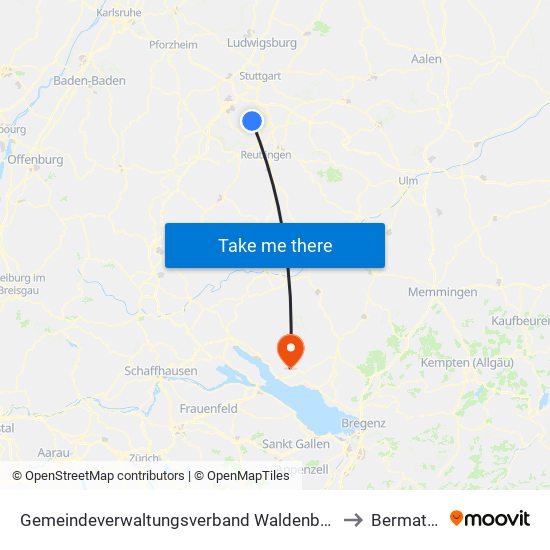 Gemeindeverwaltungsverband Waldenbuch/Steinenbronn to Bermatingen map