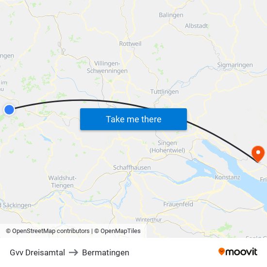 Gvv Dreisamtal to Bermatingen map