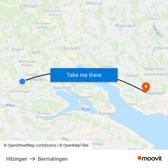 Hilzingen to Bermatingen map