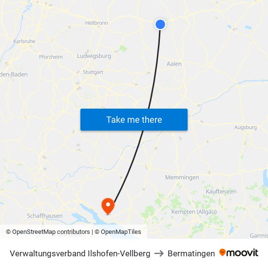 Verwaltungsverband Ilshofen-Vellberg to Bermatingen map