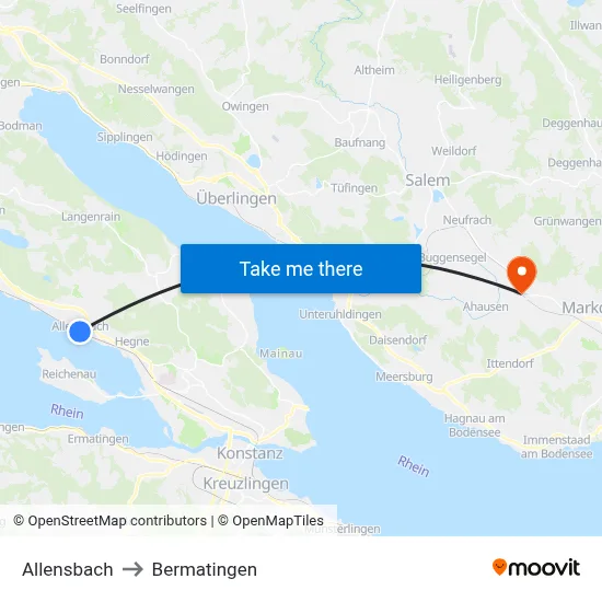 Allensbach to Bermatingen map