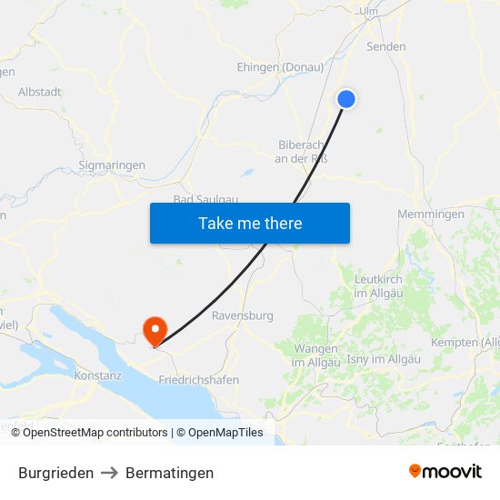 Burgrieden to Bermatingen map