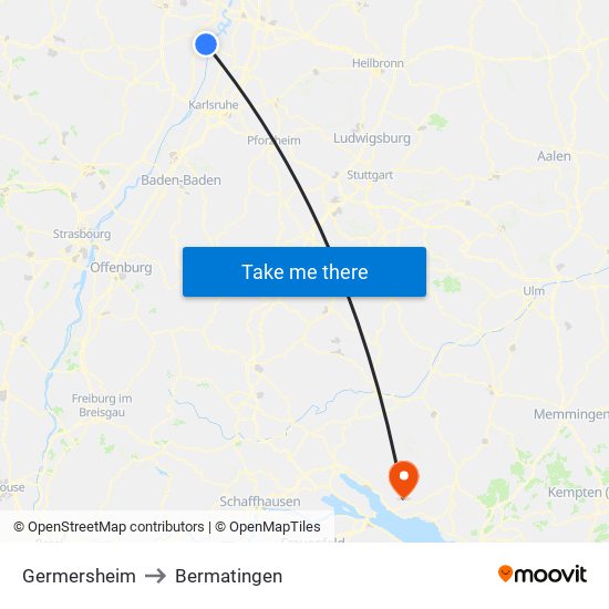 Germersheim to Bermatingen map