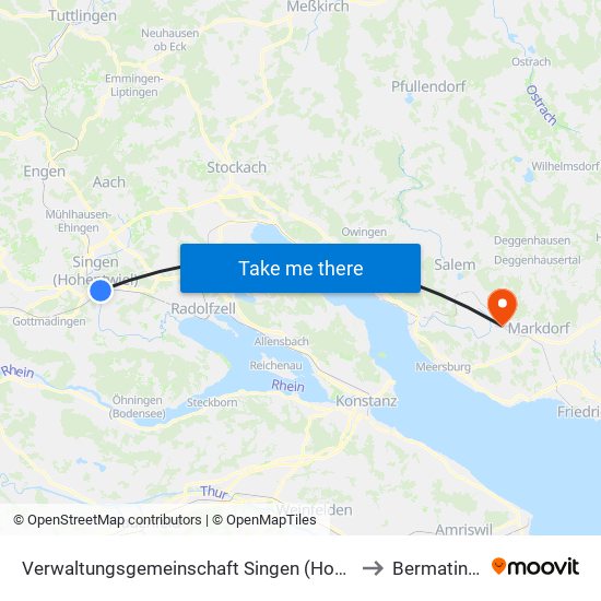 Verwaltungsgemeinschaft Singen (Hohentwiel) to Bermatingen map