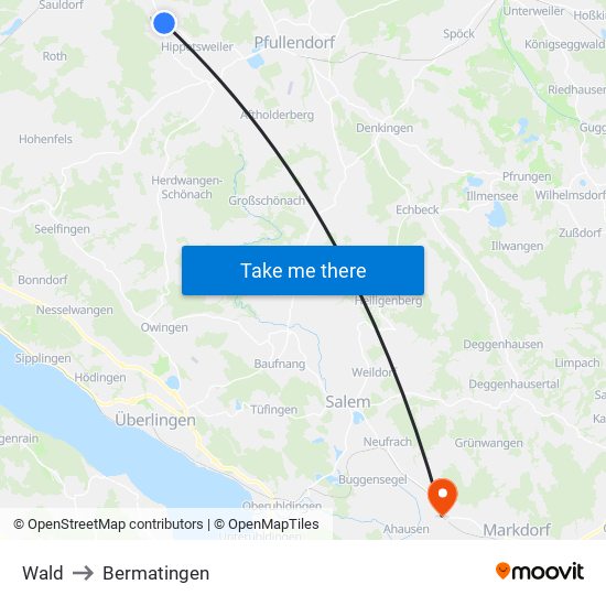 Wald to Bermatingen map