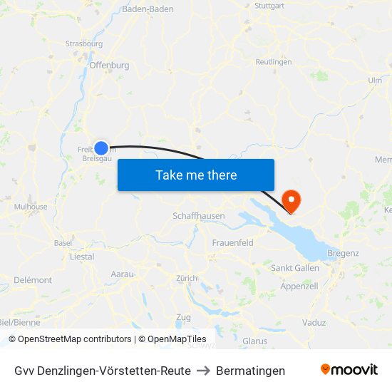 Gvv Denzlingen-Vörstetten-Reute to Bermatingen map