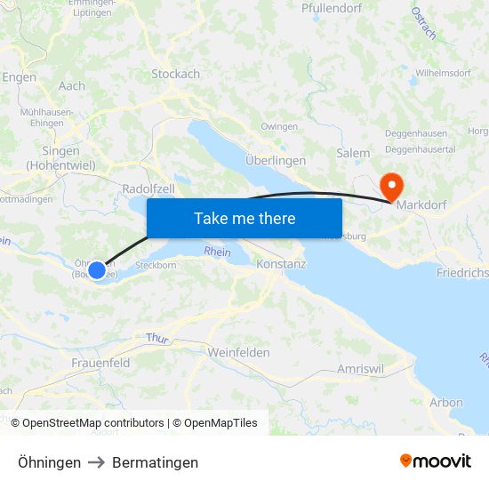 Öhningen to Bermatingen map