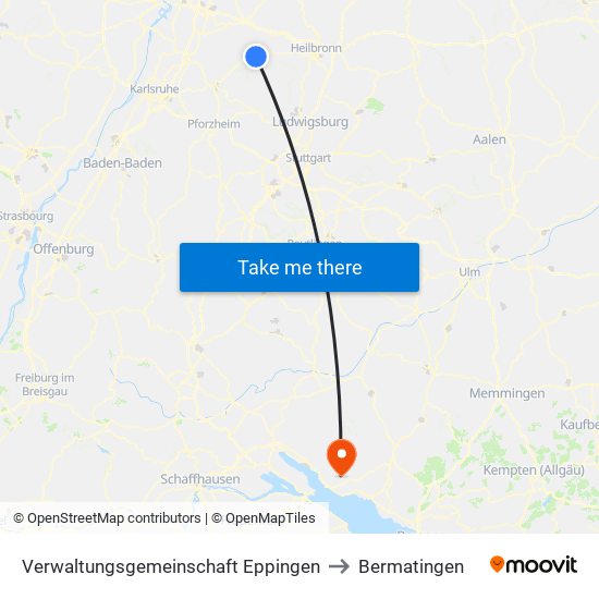 Verwaltungsgemeinschaft Eppingen to Bermatingen map