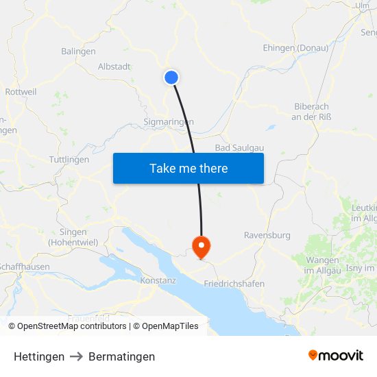 Hettingen to Bermatingen map