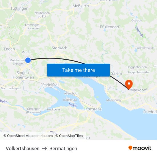 Volkertshausen to Bermatingen map