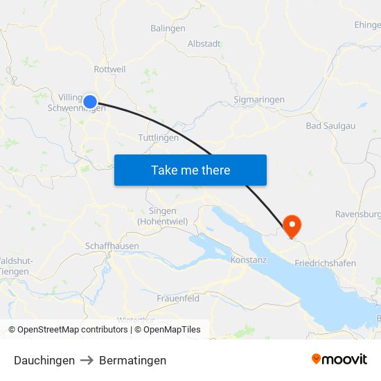 Dauchingen to Bermatingen map