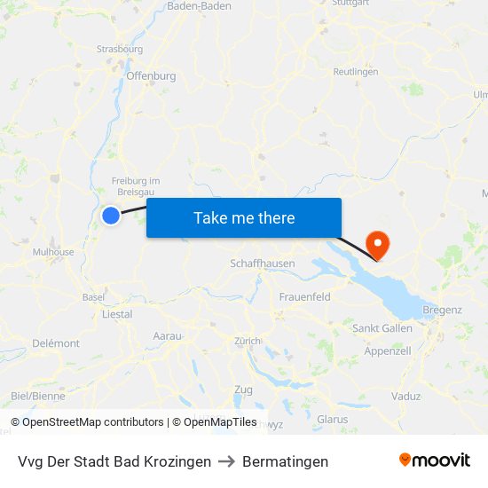 Vvg Der Stadt Bad Krozingen to Bermatingen map
