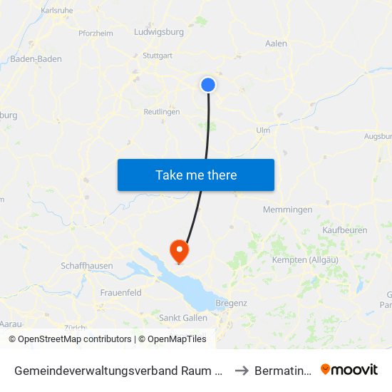 Gemeindeverwaltungsverband Raum Bad Boll to Bermatingen map