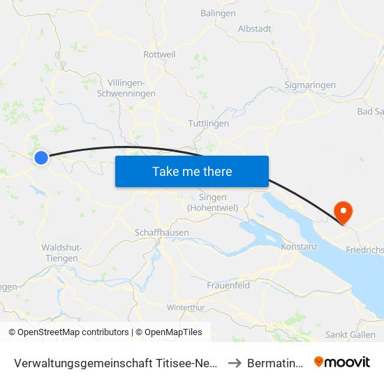 Verwaltungsgemeinschaft Titisee-Neustadt to Bermatingen map