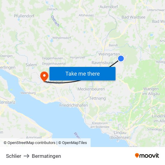 Schlier to Bermatingen map