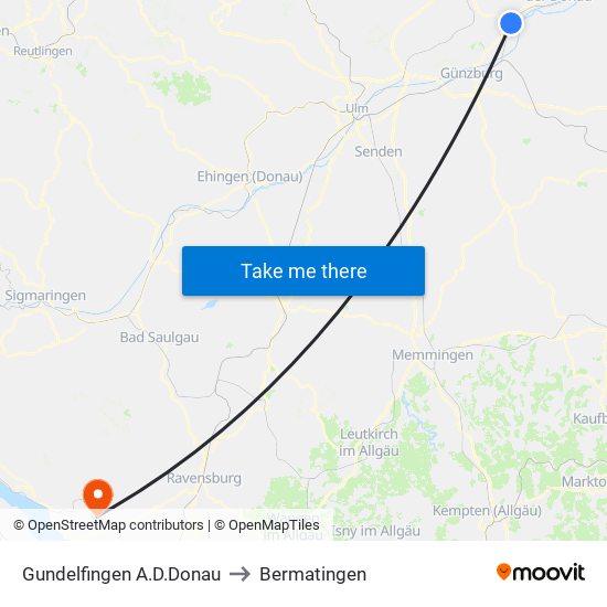 Gundelfingen A.D.Donau to Bermatingen map