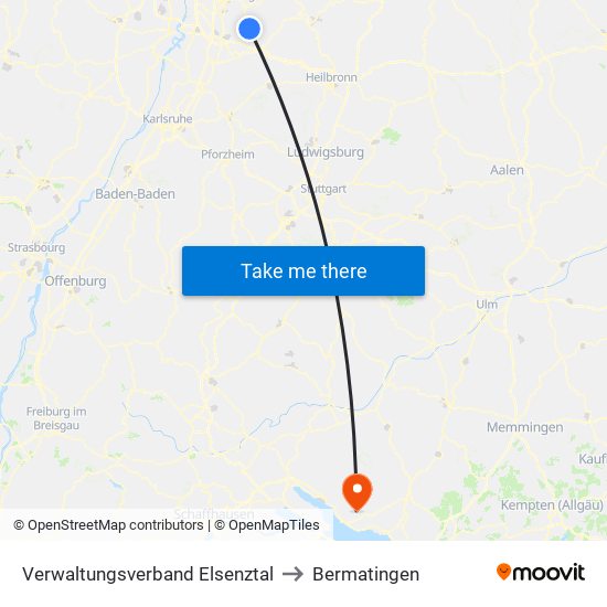 Verwaltungsverband Elsenztal to Bermatingen map