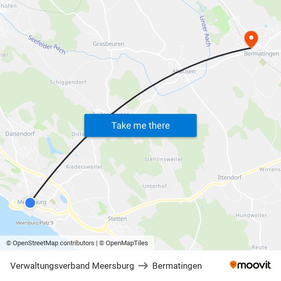 Verwaltungsverband Meersburg to Bermatingen map