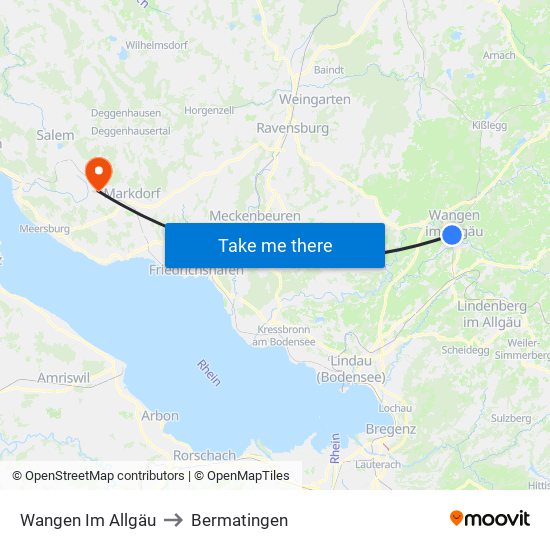 Wangen Im Allgäu to Bermatingen map