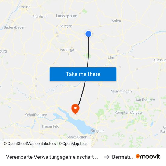 Vereinbarte Verwaltungsgemeinschaft Der Stadt Uhingen to Bermatingen map