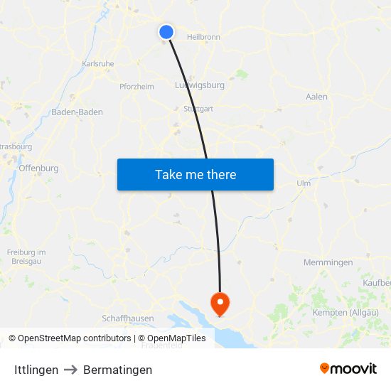 Ittlingen to Bermatingen map