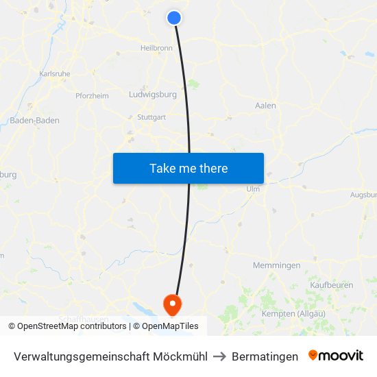 Verwaltungsgemeinschaft Möckmühl to Bermatingen map