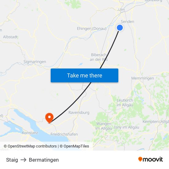 Staig to Bermatingen map