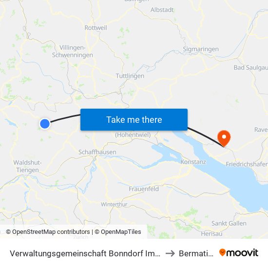Verwaltungsgemeinschaft Bonndorf Im Schwarzwald to Bermatingen map