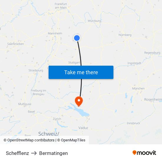 Schefflenz to Bermatingen map