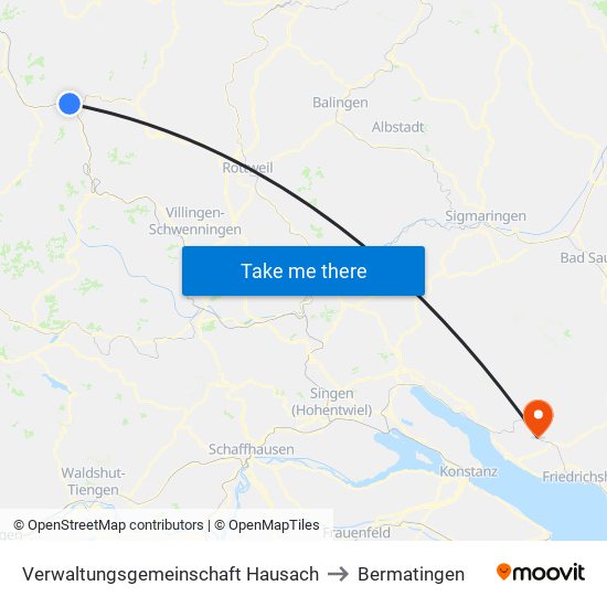 Verwaltungsgemeinschaft Hausach to Bermatingen map
