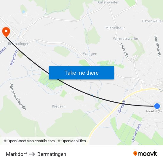 Markdorf to Bermatingen map
