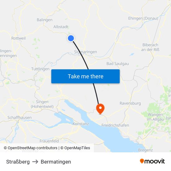 Straßberg to Bermatingen map