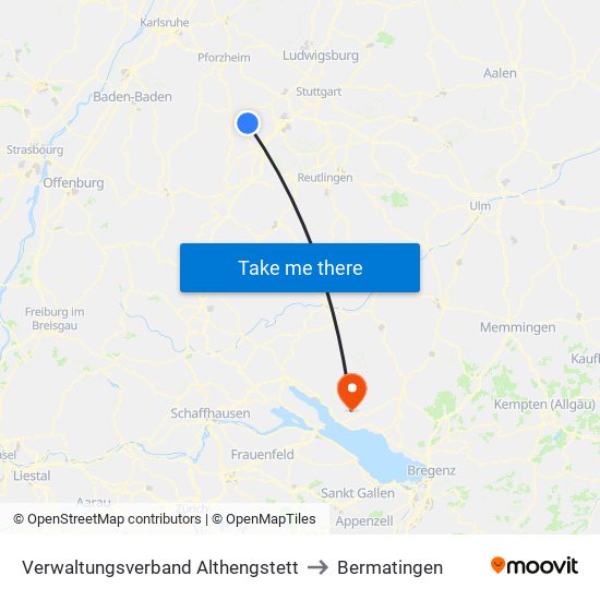 Verwaltungsverband Althengstett to Bermatingen map