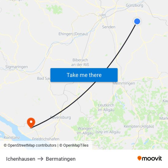 Ichenhausen to Bermatingen map
