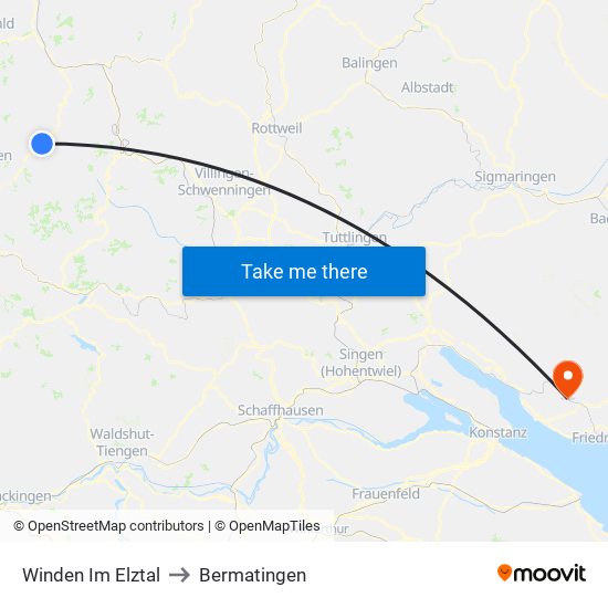 Winden Im Elztal to Bermatingen map
