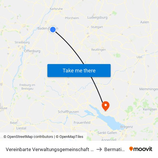 Vereinbarte Verwaltungsgemeinschaft Gernsbach to Bermatingen map