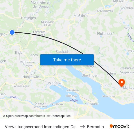 Verwaltungsverband Immendingen-Geisingen to Bermatingen map