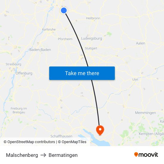 Malschenberg to Bermatingen map