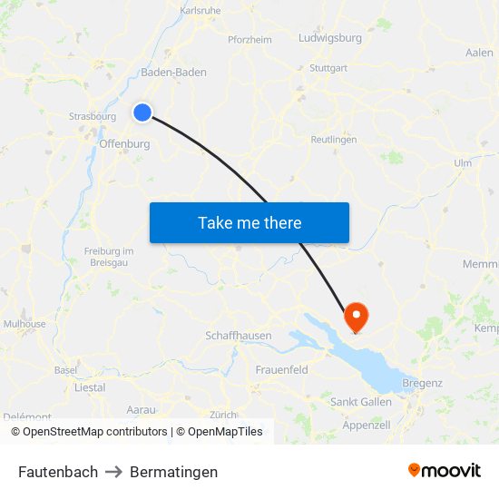 Fautenbach to Bermatingen map