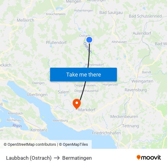 Laubbach (Ostrach) to Bermatingen map