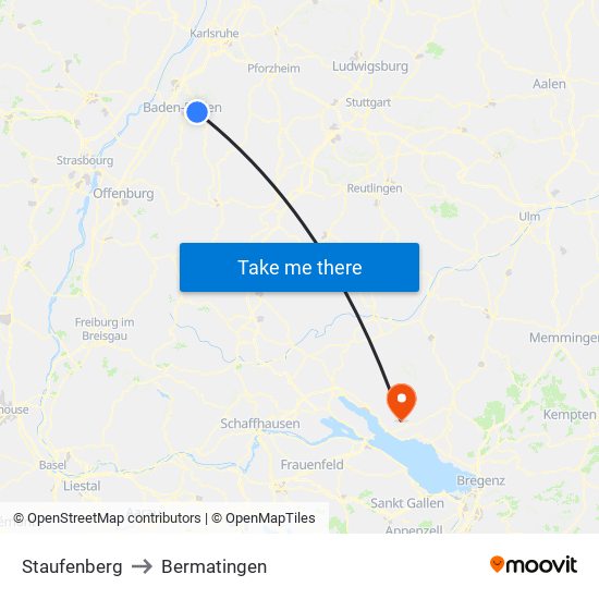 Staufenberg to Bermatingen map