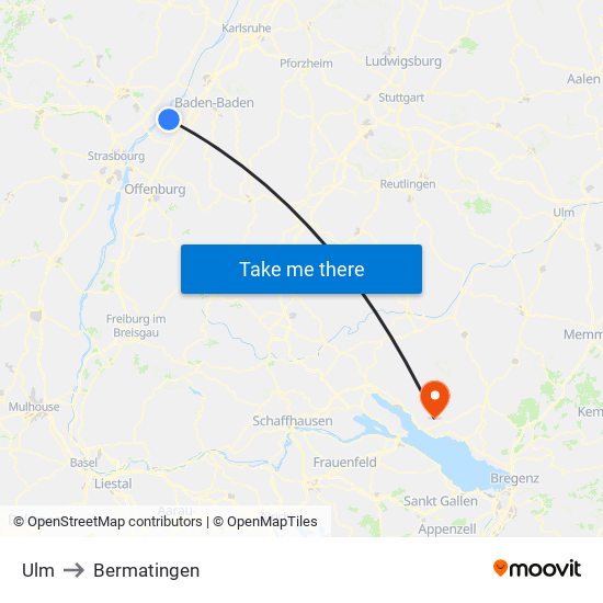 Ulm to Bermatingen map