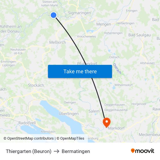 Thiergarten (Beuron) to Bermatingen map