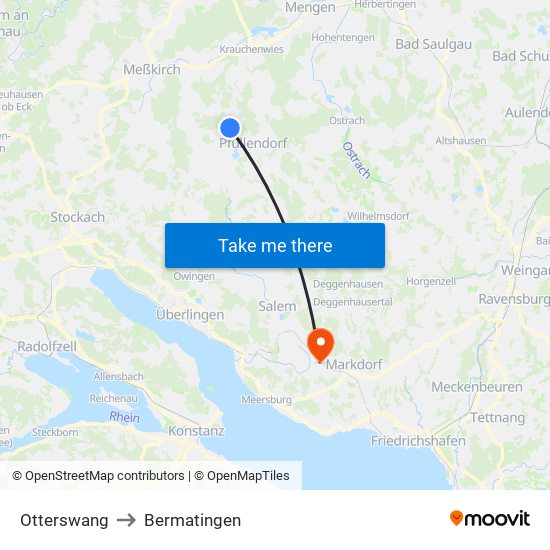 Otterswang to Bermatingen map