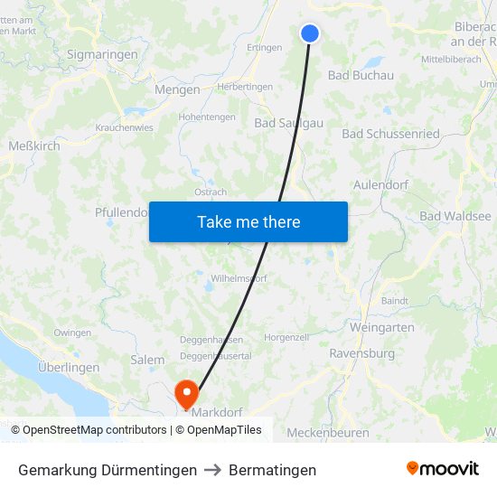 Gemarkung Dürmentingen to Bermatingen map