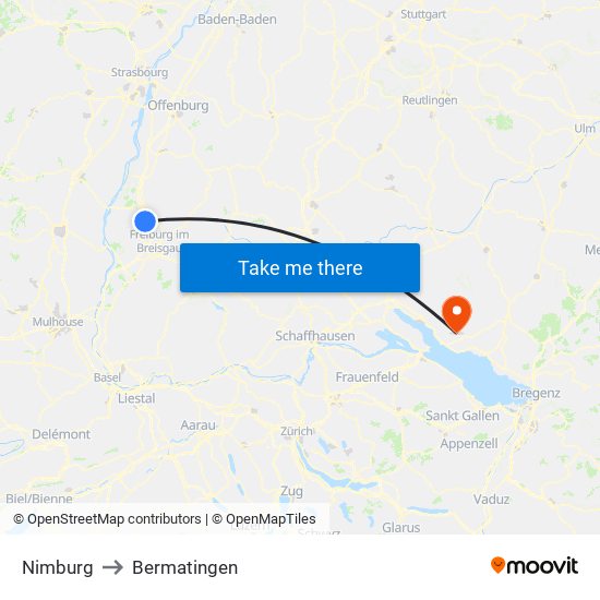 Nimburg to Bermatingen map