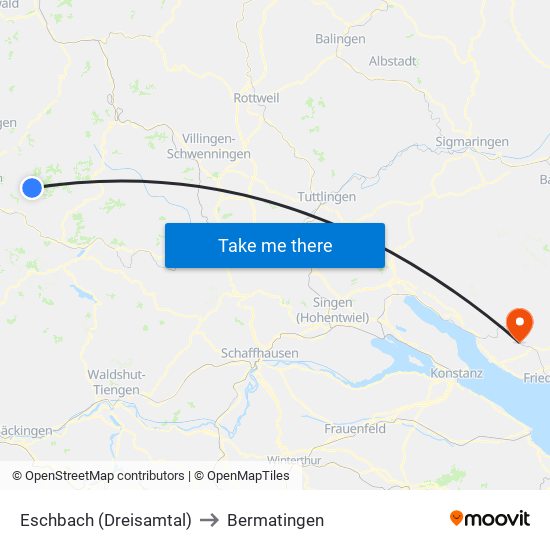 Eschbach (Dreisamtal) to Bermatingen map