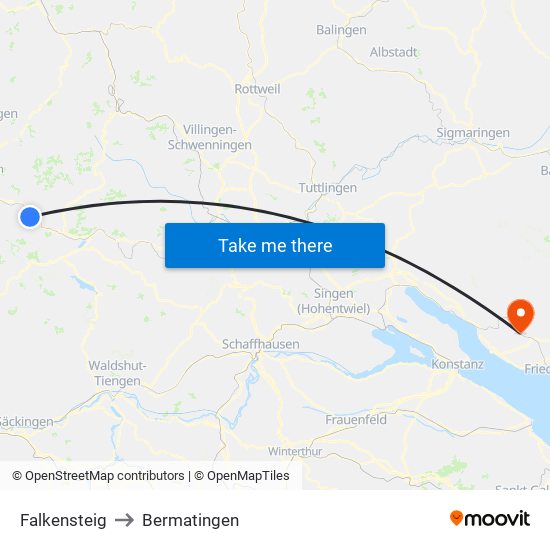 Falkensteig to Bermatingen map